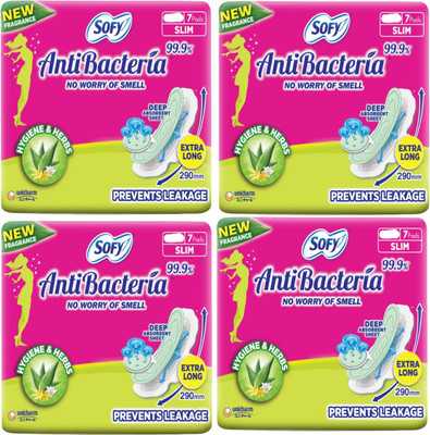 SOFY ANTIBACTERIA EXTRA LONG XL7 +7+7+7 Sanitary Pad(Pack of 4)