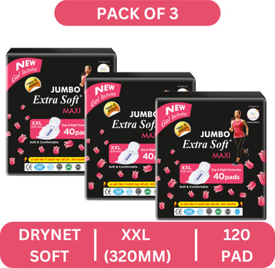 Extra Soft Maxi Care Day & Night Protection| Soft & Comfortable (XXL)(Pack of-120) Sanitary Pad(Pack of 3)