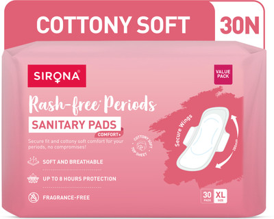 SIRONA Rash Free Ultra Comfort Soft & Breathable XL Sanitary Pad(Pack of 30)