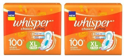 Whisper Choice ultra Sanitary Pads Pack of 6+6 (XL) Sanitary Pad(Pack of 2)