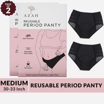 AZAH Reusable Period Panties for Women | Day & Night Comfort |Leak Proof| Medium | Sanitary Pad(Pack of 2)