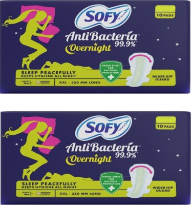 SOFY Antibacteria overnight 10+10 pad xxl pack of 2 Sanitary Pad(Pack of 2)