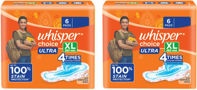 Whisper CHOICE ULTRA XL 280 mm - 6+6 Sanitary Pad(Pack of 2)