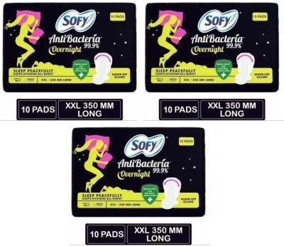 SOFY Anti Bacteria Overnight SANITARY PADS XXL10+10+10 Sanitary Pad(Pack of 3)