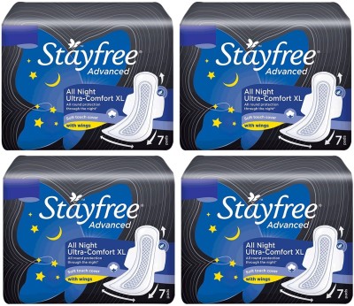 STAYFREE Advanced All Night Ultra-Comfort XL 315 mm - 7x4 Pcs Sanitary Pad(Pack of 4)