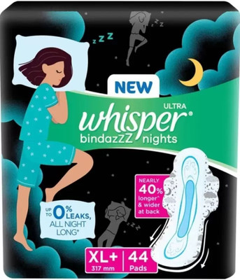 Whisper ULTRA bindazzZ nights XL+ 317 mm - 44 Pcs Sanitary Pad Sanitary Pad(Pack of 44)