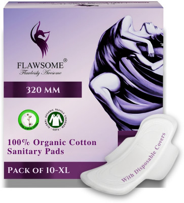 FLAWSOME Organic Sanitary Pads, High Absorption, Rash-Free, XL, Sanitary Pad(Pack of 10)