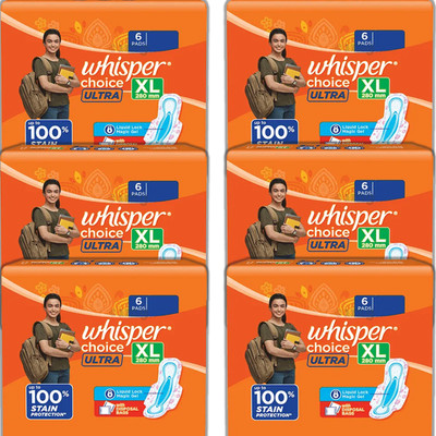 Whisper Choice Ultra XL280mm@6Pads(6pack) Sanitary Pad(Pack of 6)