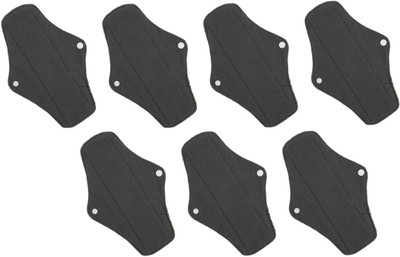 zlox Reusable Sanitary Pads Organic Cloth Pads for Women Washable, Rash-Free, Black Sanitary Pad(Pack of 7)