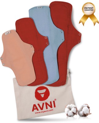 Avni Lush Washable Cloth 4s (3 L+1 XL) | Antimicrobial | With Storage Pouch Sanitary Pad(Pack of 4)