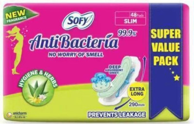 SOFY Anti Bacteria Extra Long XL - 48 Counts ( Pack Of 1 ) Sanitary Pad