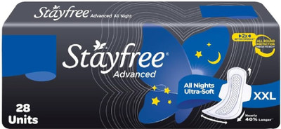 STAYFREE ALL NIGHT ULTRA COMFORT XXL 28 PACK OF 1 Sanitary Pad(Pack of 28)