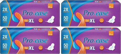 Pro-ease Go XL 50 mm Longer XL - 15+15+15+15 Pads Sanitary Pad(Pack of 60)