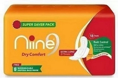 nine XL Sanitary Pad With Anti Leak Flow, Extra Soft and Cotton Sanitary Pad Sanitary Pad(Pack of 18)