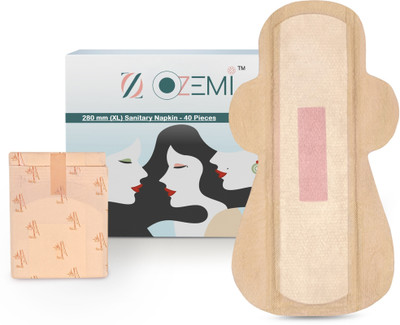 Ozemi Natural Bamboo Biodegradable Sanitary Napkin with 4X Absorption | 280 mm (XL) - Sanitary Pad(Pack of 40)