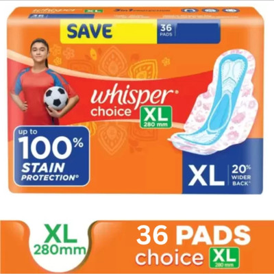 Whisper Choice XL 280mm (36 Pads) Sanitary Pad(Pack of 36)