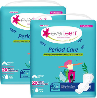 everteen Period Care XXL Dry with Neem and Safflower Sanitary Pad(Pack of 80)