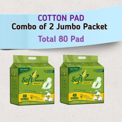 soft & secure COTTON COVER MAXI PAD COMBO Sanitary Pad(Pack of 80)