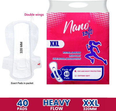 nano soft double wings Sanitary Napkin Pads with Cottony-Soft Top Layer 320MM Sanitary Pad Sanitary Pad(Pack of 40)