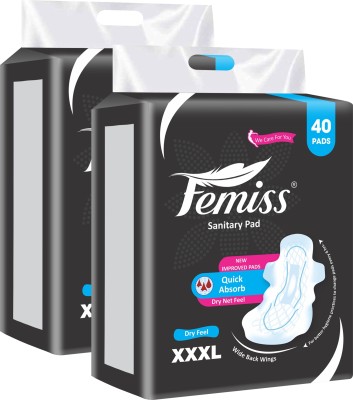 Femiss Sanitary Pads for Women and Girls Trifold pads(XXXL-Size, 320 MM,( 40 Pads Each) Sanitary Pad(Pack of 2)