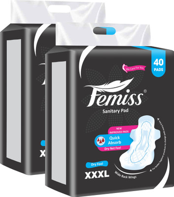 Femiss Sanitary Pads for Women and Girls Trifold pads(XXXL-Size, 320 MM,( 40 Pads Each) Sanitary Pad(Pack of 2)