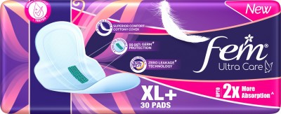 Fem Ultracare XL Plus Sanitary Napkins | Provides Up to 2X More Absorption Sanitary Pad(Pack of 30)