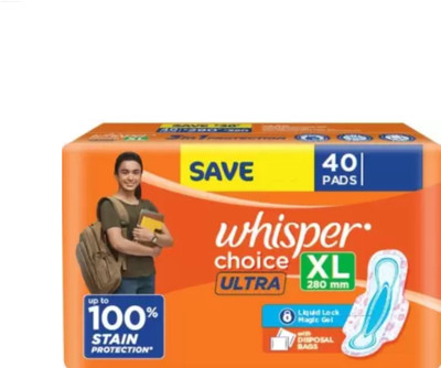 Whisper Choice Ultra XL Wing Sanitary Pad Sanitary Pad (Pack of 40) Sanitary Pad(Pack of 40)
