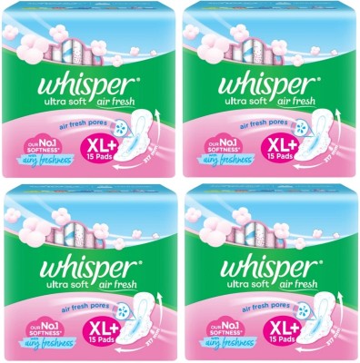 Whisper ultra soft air fresh XL+ 317 mm - 15x4 Pcs Sanitary Pad(Pack of 4)