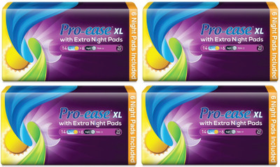 Pro-ease Day & Night (14+6)x4 XL with Extra Night pads Sanitary Pad(Pack of 4)