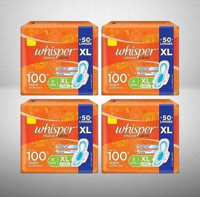 Whisper choice ultra 6x4 XL 280mm with Wings Sanitary Pad(Pack of 4)