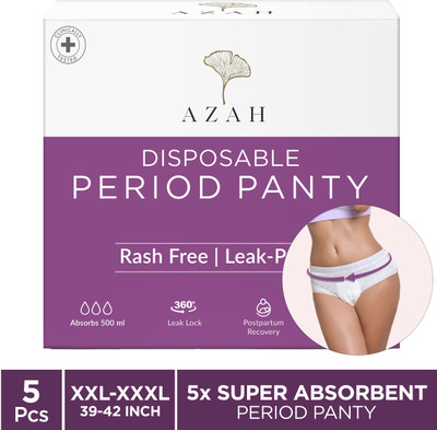 AZAH Period Panty | XXL-XXXL (39-42 inch)| 5X Super Absorbent Panties | Sanitary Pad(Pack of 5)