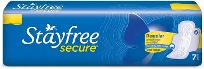 STAYFREE Secure Cottony Soft Cover Regular With Wings -7 Sanitary Pad