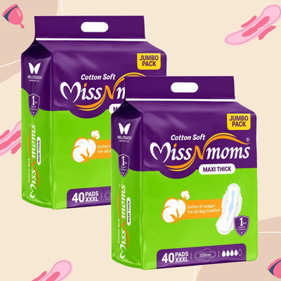 MISS N MOMS Ultra Soft XXXL Pads 320mm | 80 Count Combo | Comfortable & Maxi Thick Design Sanitary Pad(Pack of 80)
