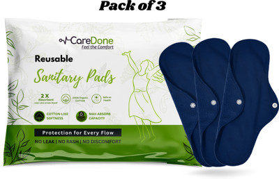 CareDone NavyBlue Reusable Sanitary Cloth Pads Napkins Eco-Friendly Anti-Leak Protection Sanitary Pad(Pack of 3)