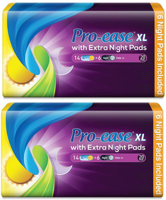 Pro-ease Day & Night (14+6)x2 XL with Extra Night pads Sanitary Pad(Pack of 2)