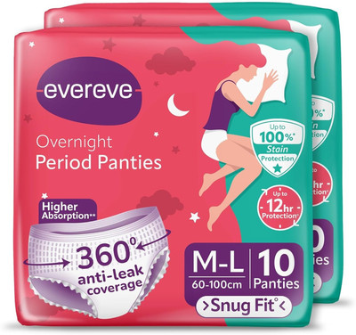 EverEve Disposable Ultra Absorbent Period Panties - M-L (20 Pieces) - (60-100cm) Sanitary Pad(Pack of 20)