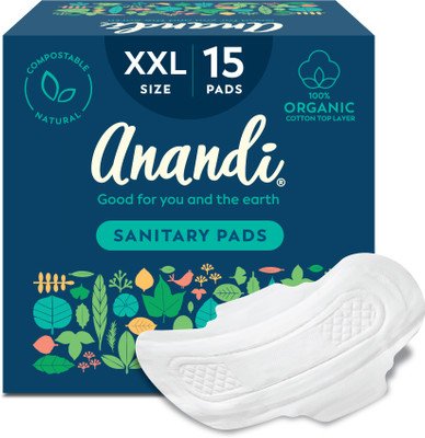 Anandi Organic Biodegradable pads with Disposal pouch XXL Sanitary Pad(Pack of 15)