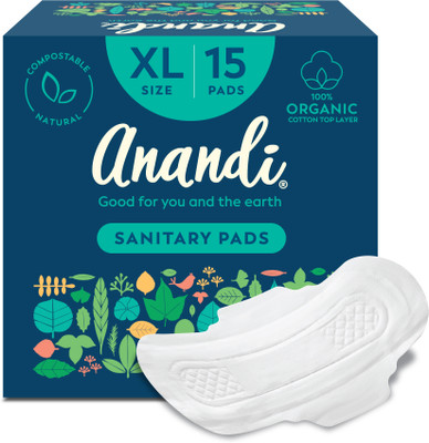 Anandi Organic Biodegradable pads with Disposal pouch XL Sanitary Pad(Pack of 15)