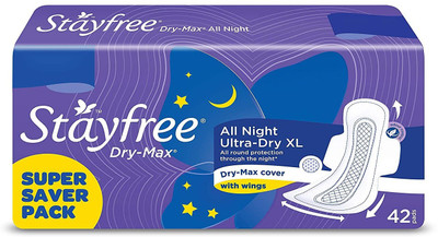 STAYFREE dry max all night ultra dry xl 42 pads Sanitary Pad(Pack of 42)
