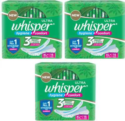 Whisper Combo of Ultra Clean XL + For Women Sanitary Pad(Pack of 3)