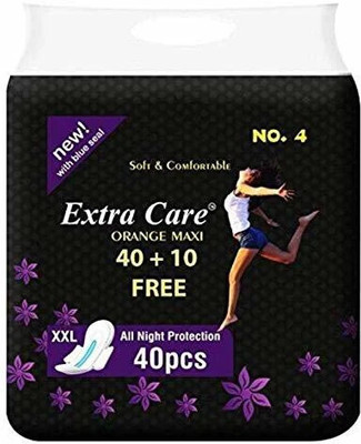Extra Care Overnight Maxi Sanitary Pad 40 Pcs + 10 Pantiliners Sanitary Pad(Pack of 50)