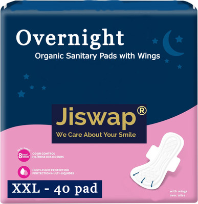 Jiswap Overnight Pads With Wings XXL-Heavy Absorbency, Unscented, Ultra Thin Sanitary Pad(Pack of 40)