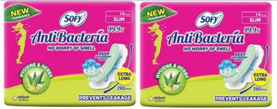 SOFY ANTIBACTERIA EXTRA LONG XL - 14+14 PADS Sanitary Pad(Pack of 2)