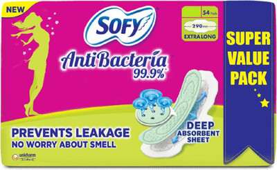 SOFY AntiBacteria Extra Long 48 Sanitary Pad Sanitary Pad(Pack of 48)