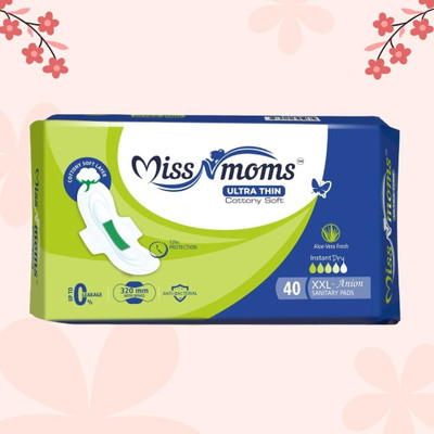 MISS N MOMS 40-Pack Ultra Thin Cottony Sanitary Pads | Soft & Secure Protection Sanitary Pad(Pack of 40)