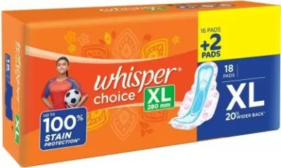 Whisper choice XL 280 mm - 16+2 Sanitary Pad(Pack of 18)