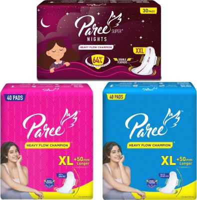 Paree Day & Night - Soft XL 40, Dry XL 40 & Night XXL 30 Sanitary Pad(Pack of 110)