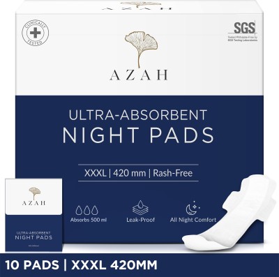 AZAH XXXL Night Pads For Heavy Flow | Overnight Leak Protection and Rash Free | Sanitary Pad(Pack of 10)