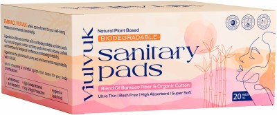 viulvuk Ultra-Thin Pad-XL, Soft & Rash-Free, Pure Organic Cotton & Bamboo Biodegradable Sanitary Pad(Pack of 20)