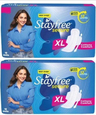 STAYFREE secure Cottony Comfort XL 274 mm - 18+18 Pcs Sanitary Pad(Pack of 2)